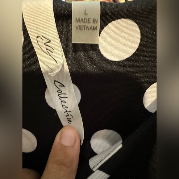 NY Collection Black and White Polka Dot Mini Dress - Picture 5 of 5